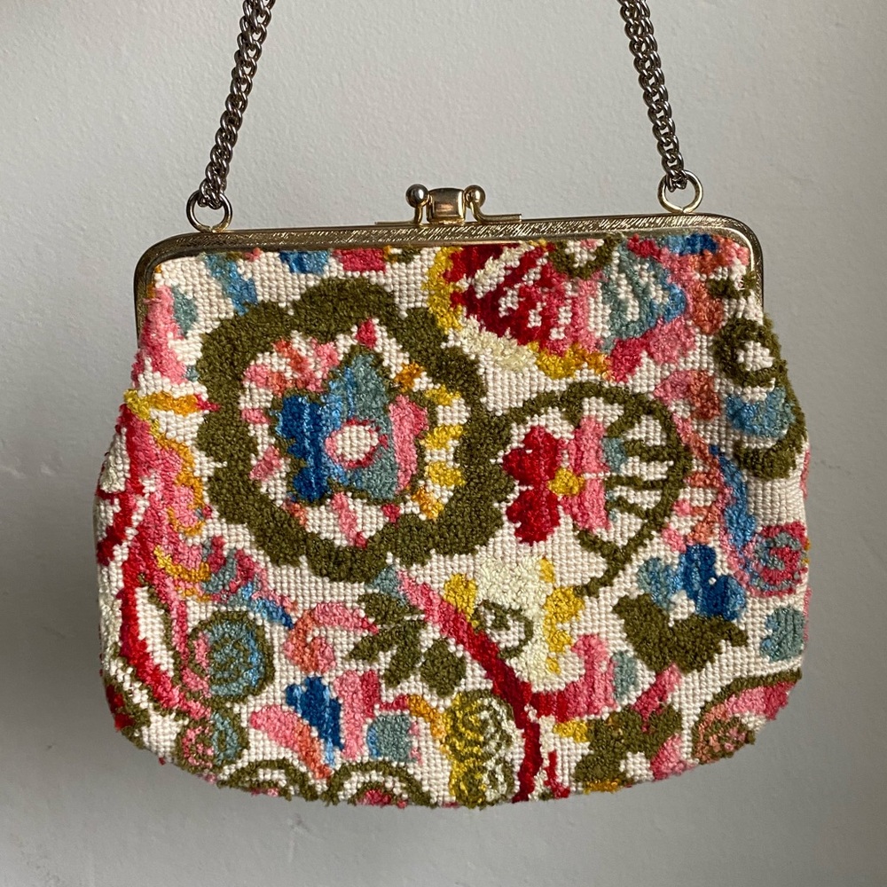 Vintage floral tapestry handbag purse